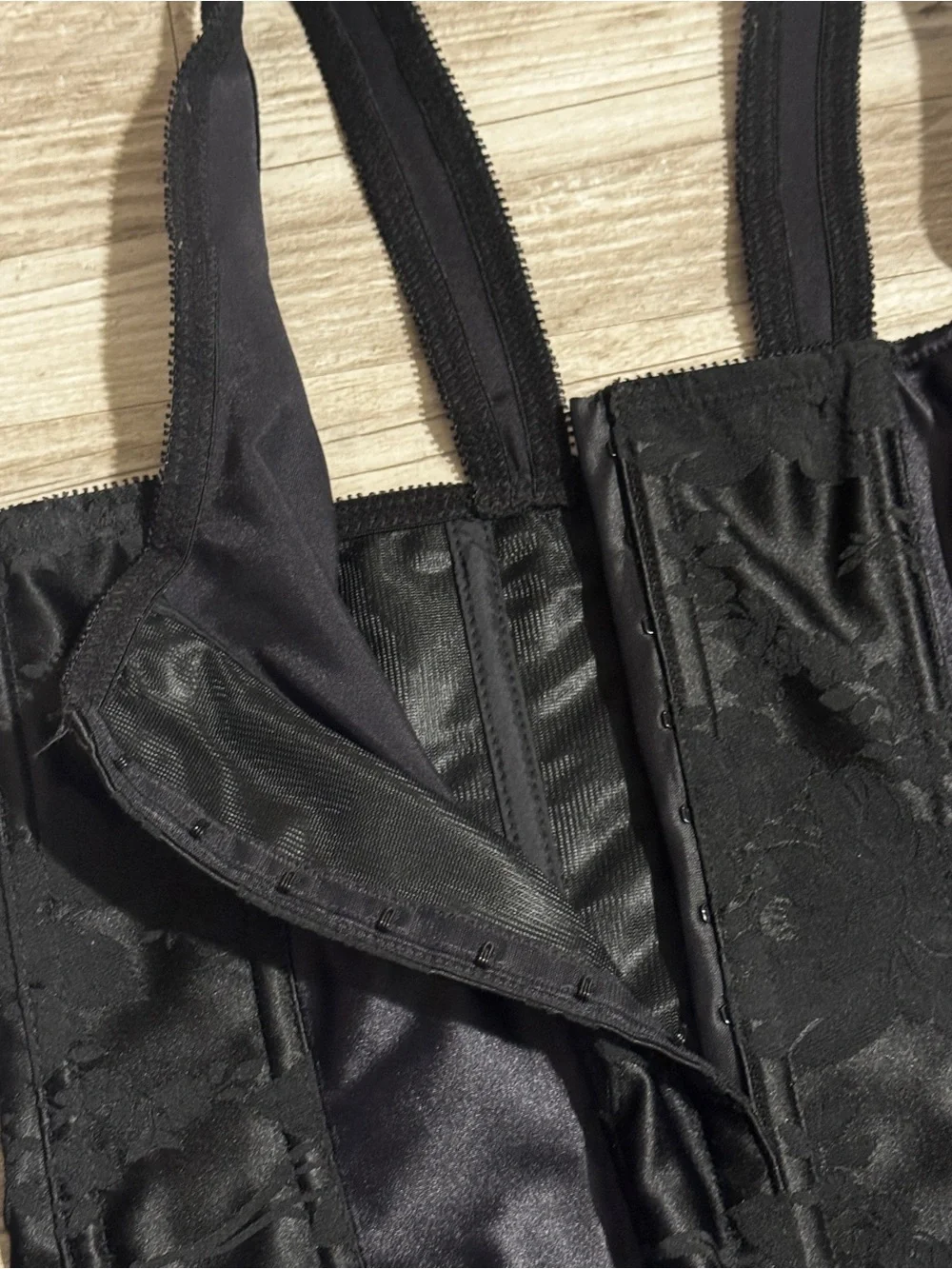 Black Satin Shaping Corset Tank Top size 40